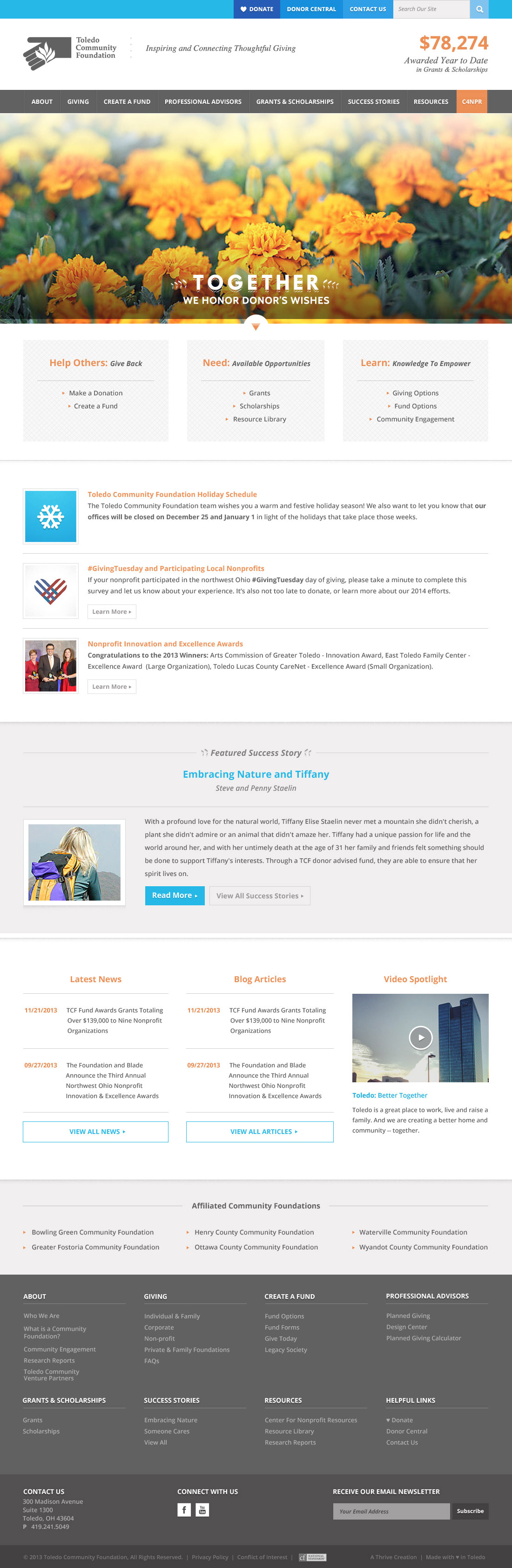 Toledo Community Foundation Homepage Design
